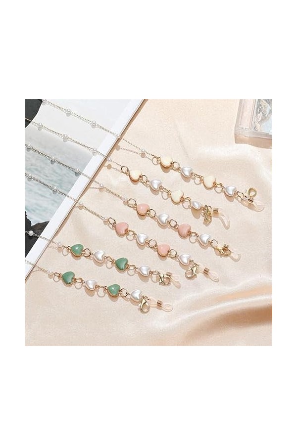 YOGAYE Masque Chaînes Coloré Amour Forme Écouteur Anti-Perdu Corde Chaîne Lunettes De Soleil Longes Bohême Perle Perlé Lunett