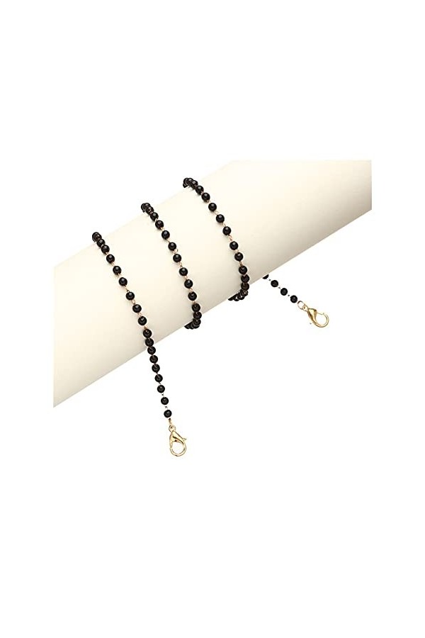 GBPOY Chaîne de Lunettes 61/70 / 75cm Acrylique Cristal Lunettes Crystal Crousel Crystal Black Beads Beeglasses Collier Lunet