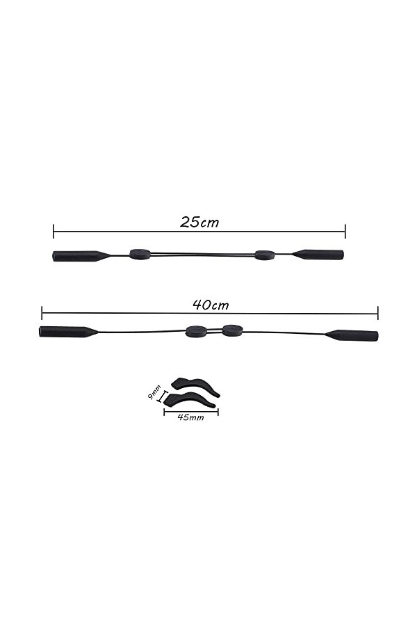 Hazrcvr 4 Pièces Cordons Lunettes Reglables​ Retenue de Lunettes Silicone Attache Lunette Sport Sangle Lunette Cordon Lunette