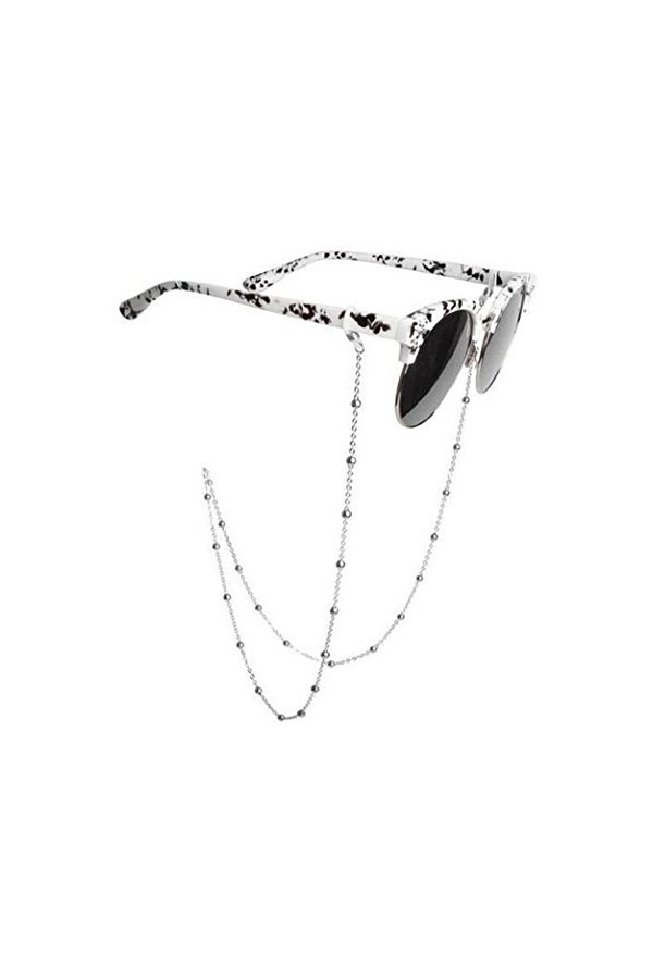Lunettes de soleil avec chaîne perlée en acier inoxydable Lunettes avec cordon de retenue Pour femme 78&nbsp;cm, Silver