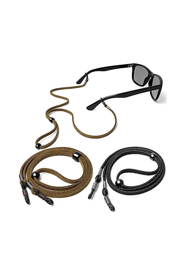 rootful.® URBAN Cordon à lunettes en cuir PU de qualité supérieure Lot de 2 pour lunettes de soleil et de lecture | Cordon à 