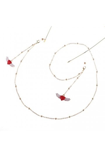 KEMUDO Lunettes Longe Lunettes Chaînes for Femmes Coeur Aile Pendentif Masque Chaînes Élégant Titulaire Chaînes Lunettes Cord