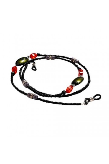 EXCEART 2Pcs Lunettes Chaîne de Lunettes Perlées Keeper Cord Cordon Cordon Cordon Chaîne pour Lunettes de Soleil Et Noir Bla