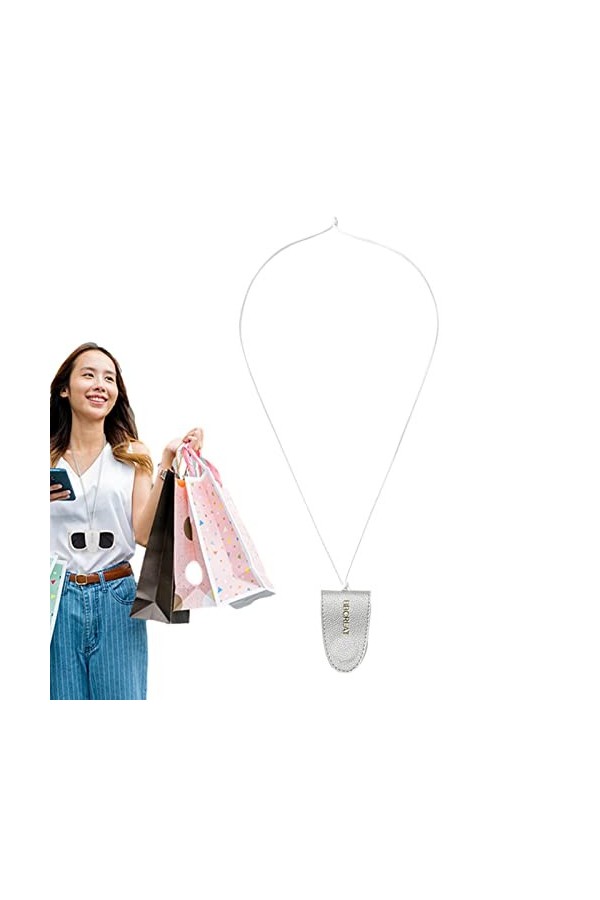 Hongjingda Clip pour voyage - Fermeture magnétique - Support pour lunettes soleil - En cuir synthétique - Réglable - Cordon s