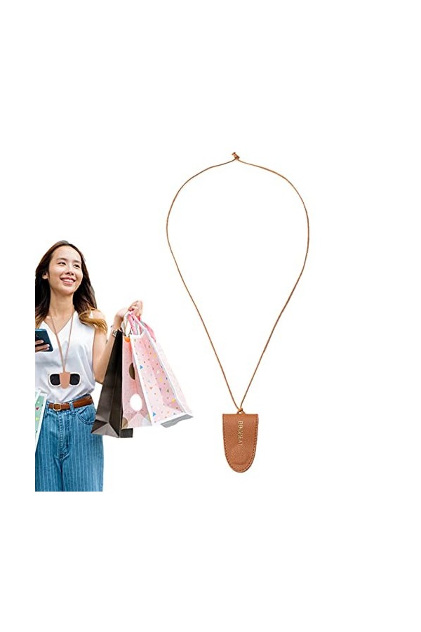 Hongjingda Clip pour voyage - Fermeture magnétique - Support pour lunettes soleil - En cuir synthétique - Réglable - Cordon s