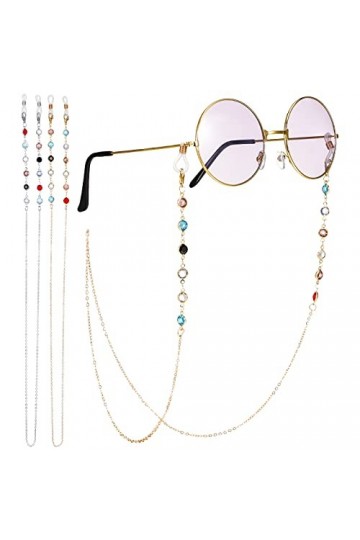 FANTESI Lot de 2 chaînes de lunettes, chaîne de lunettes, cordon de lunettes de soleil pour femme, multicolore, M