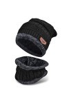 Ensemble bonnet dhiver avec écharpe, bonnet tricoté chaud et écharpe cercle, chapeau de ski, cachecou, chapeau de sport en p