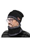 Ensemble bonnet dhiver avec écharpe, bonnet tricoté chaud et écharpe cercle, chapeau de ski, cachecou, chapeau de sport en p