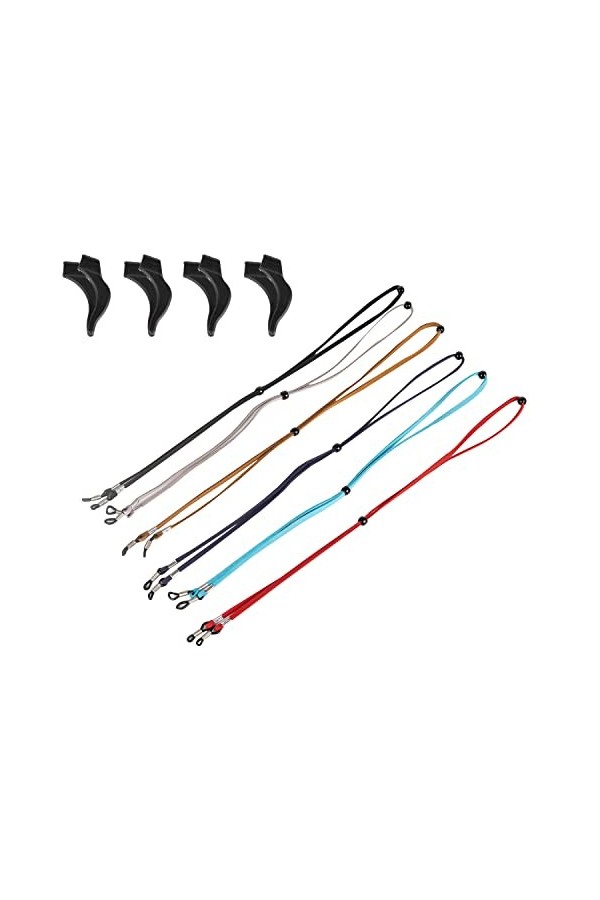 Sgehai 6 Pièces Cordon Lunettes Femme,Cordon Lunette,Cordon Lunettes Homme + 8 Monture de Lunettes en Silicone Antidérapante