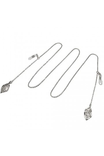 DNLKWGO Chaîne de retenue de lunettes de soleil avec cordon de cou décoré avec des feuilles pour femme, Argenté., taille uniq