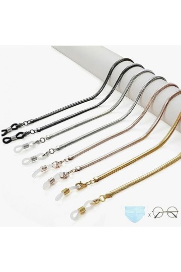 QQLADY Or Argent Noir Serpent Lien Lunettes Chaînes Lunettes De Lecture Lunettes De Soleil Sangle Cordon Titulaire Masque Vis