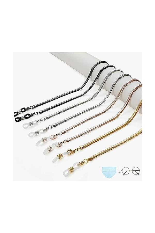 QQLADY Or Argent Noir Serpent Lien Lunettes Chaînes Lunettes De Lecture Lunettes De Soleil Sangle Cordon Titulaire Masque Vis