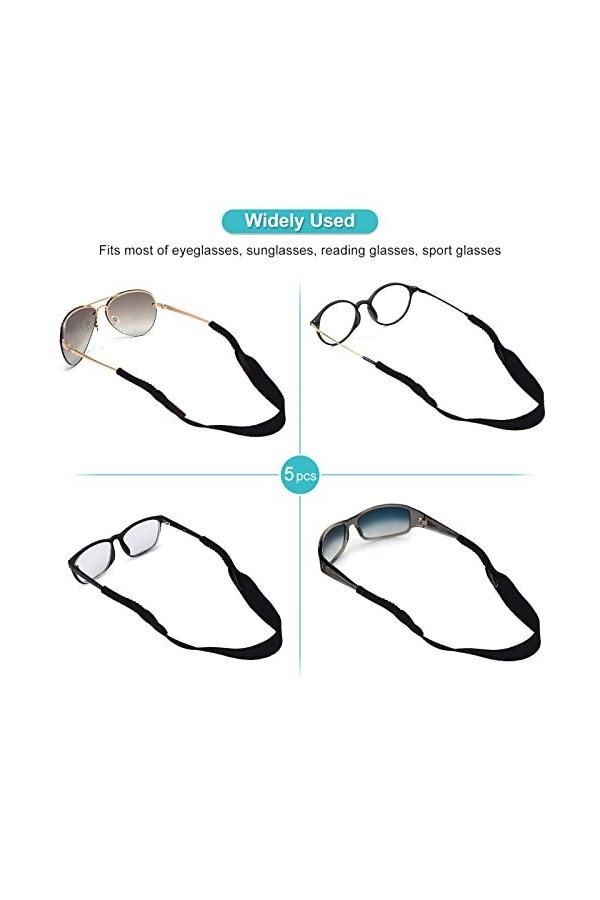 Weojeviy 5 Pièces Lunettes de Sport élastique Cou Sangle Retenue Cordon Chaîne Support Longe pour Lunettes