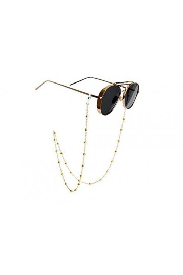 Erioctry Chaîne à perles à porter autour du cou pour lunettes de soleil et autres lunettes pour femme Doré 81&nbsp;cm