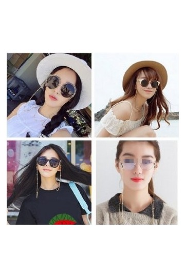 Erioctry Chaîne à perles à porter autour du cou pour lunettes de soleil et autres lunettes pour femme Doré 81&nbsp;cm