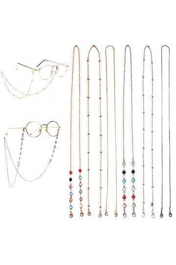 Moseem Lot de 6 chaînes de lunettes de soleil pour femme Or/argent/or rose