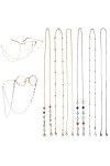 Moseem Lot de 6 chaînes de lunettes de soleil pour femme Or/argent/or rose