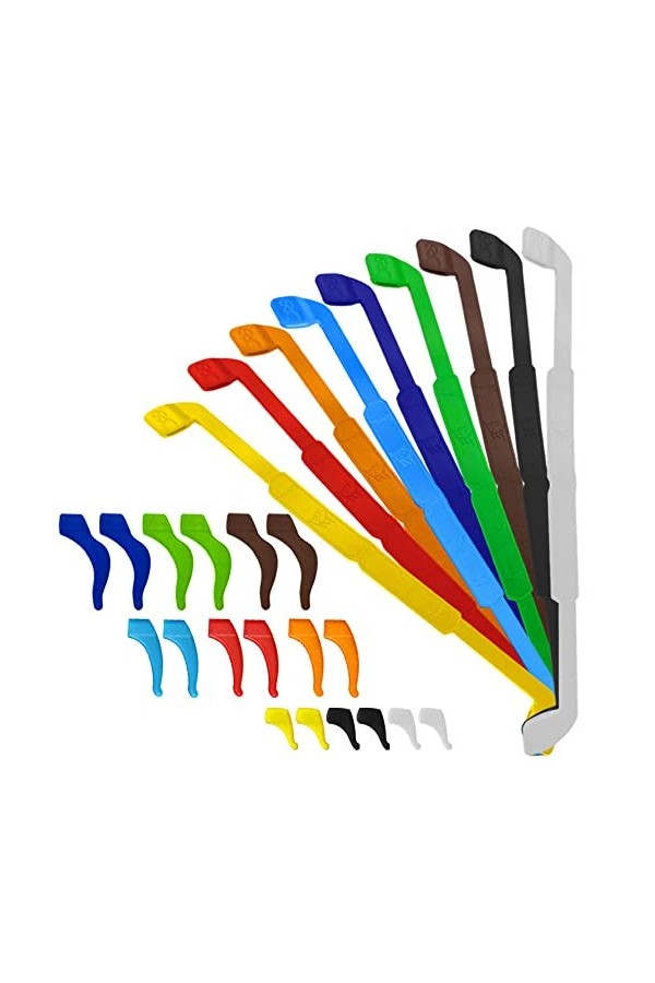 SENHAI Lot de 9 sangles de lunettes antidérapantes en silicone pour enfants et adultes avec 9 couleurs différentes, 3 tailles