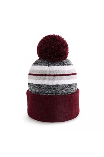 CHOK.LIDS Nouvelle Version de Bonnets dhiver à Rayures en Tricot Fin Marron 