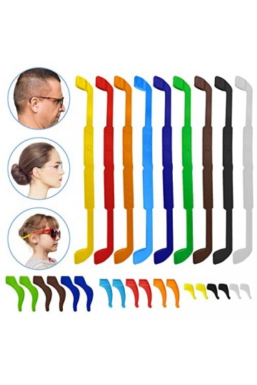 SENHAI Lot de 9 sangles de lunettes antidérapantes en silicone pour enfants et adultes avec 9 couleurs différentes, 3 tailles