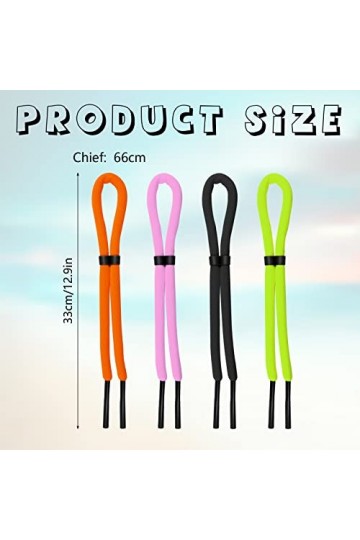 KINBOM 4 Pièces 66cm Sangle de Lunettes de Soleil, Cordon Lunettes Réglable Anti-Perte Sangles de Lunettes pour Sports Nautiq