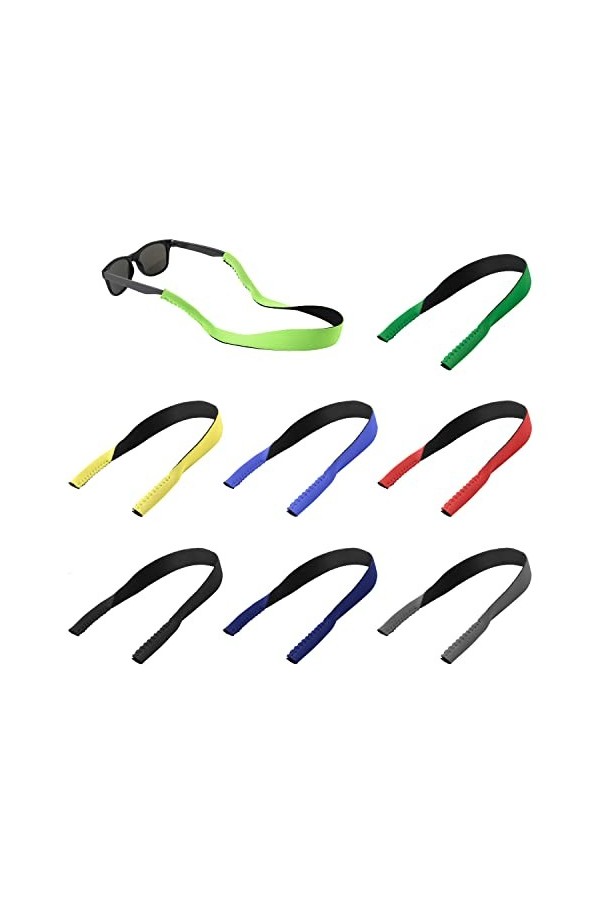 KINBOM 8 pièces Sangle Lunette de Soleil, Sangles de Lunettes Sport Cordon Lunettes Flottant Sangles de Lunettes Sport Réglab
