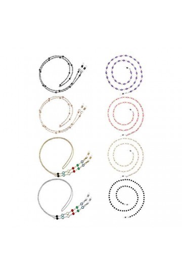 8 Pièces Titulaire Chaîne Collier pour Masque Chaînes de Lunettes Lanière de Lunettes de Soleil avec Perle Chaînes de Rétenue