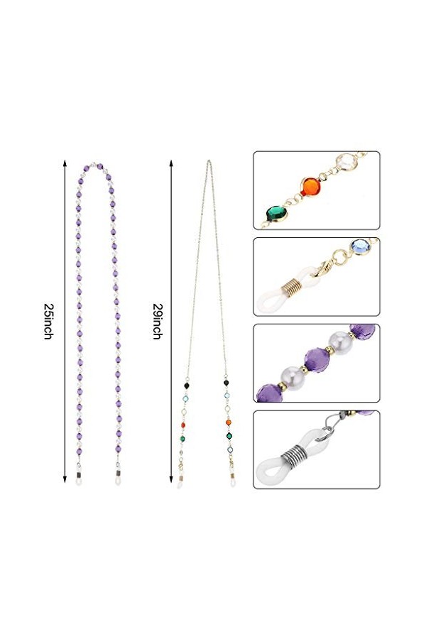 8 Pièces Titulaire Chaîne Collier pour Masque Chaînes de Lunettes Lanière de Lunettes de Soleil avec Perle Chaînes de Rétenue