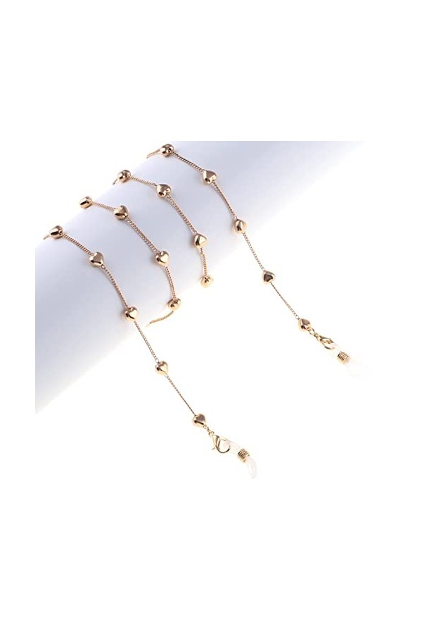OMNIOF Chaînes de Lunettes de Sangle for Femmes Chaînes de Masque de Perles de Coeur en métal Cordon de Lunettes de Mode Conv