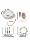 Devenirriche Lot de 2 chaînes de lunettes à perles, chaînes de support de lunettes, cordon de tour de cou antidérapant pour l