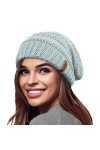 TOSKATOK Bonnet dhiver en Tricot Souple et Chaud pour Femme avec Bonnet de Ski à Doublure Thermique en Velours Supersoft