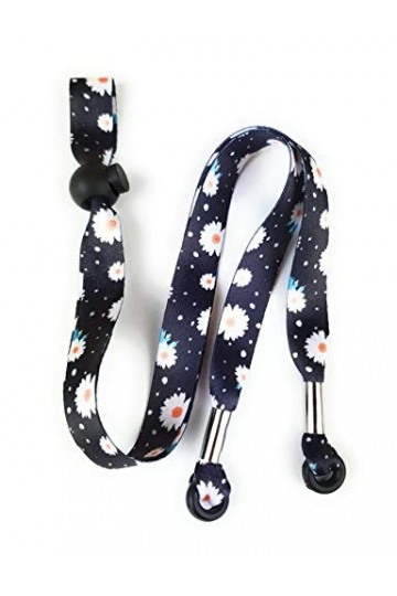 SpiriuS Lanière réglable pour lunettes de vue, motif floral noir, taille unique