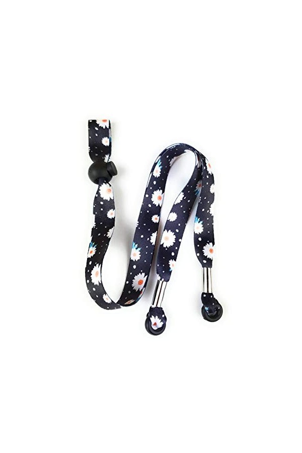 SpiriuS Lanière réglable pour lunettes de vue, motif floral noir, taille unique