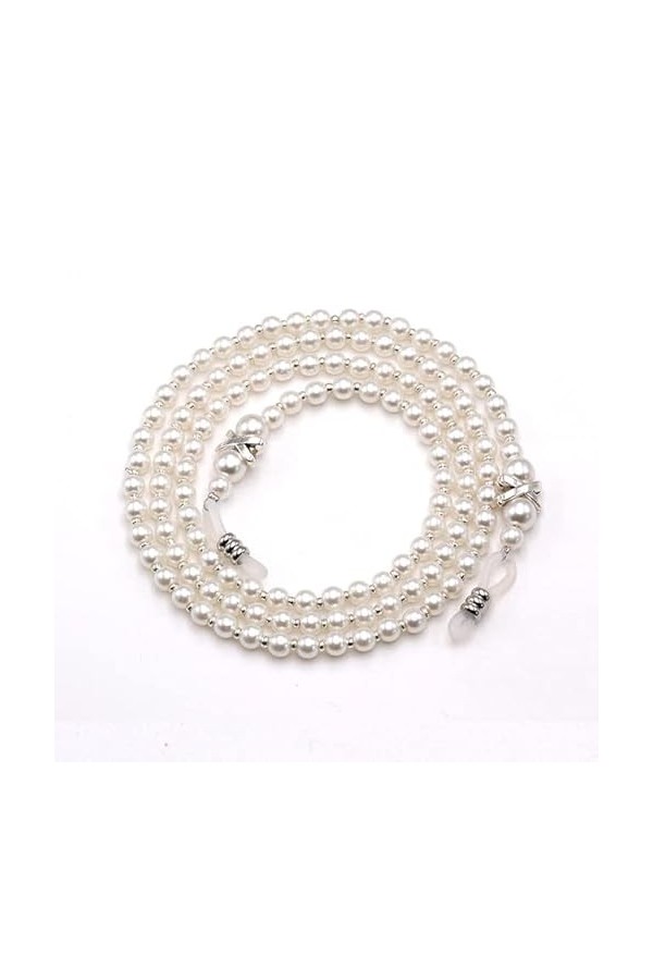 Chaînes de Lunettes en Perles de Perles Lunettes de Lecture Porte-Lunettes Sangle Cordons Longes pour Femmes Filles Blanc