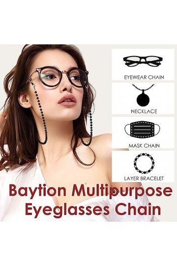 Xinjieda 1 chaîne de lunettes avec perles et perles - Cordon antidérapant léger pour lunettes de soleil - Chaîne de lunettes 