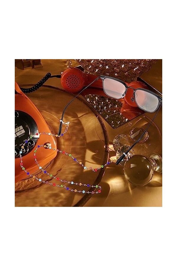 Sosoport Porte-Chaîne De Lunettes Porte-Lunettes En Perles De Verre Autour Du Cou Porte-Chaîne De Lunettes Cordon Cordon De M
