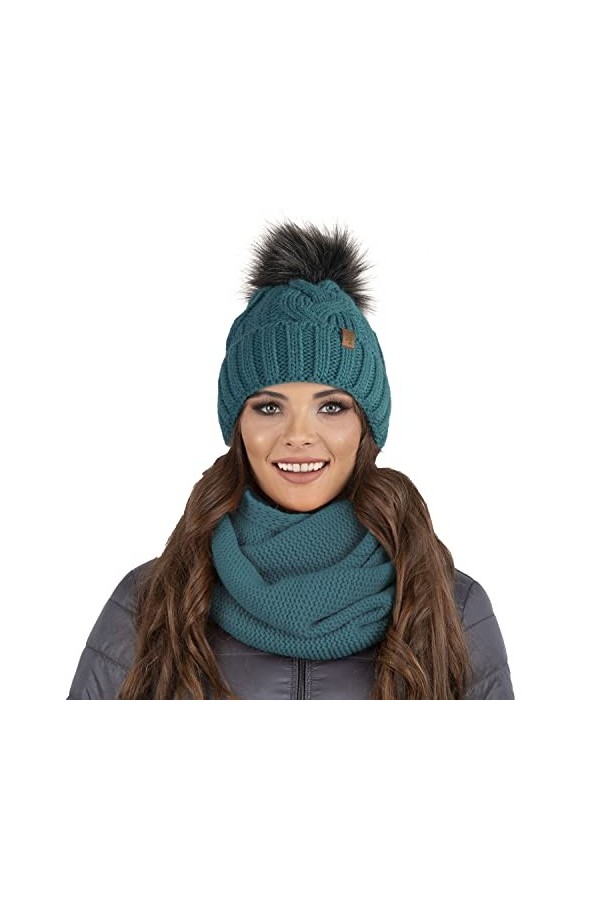 VIVISENCE Filloo Bonnet Et Écharpe Ensemble dhiver 7014Kmpl, Orange,UNI