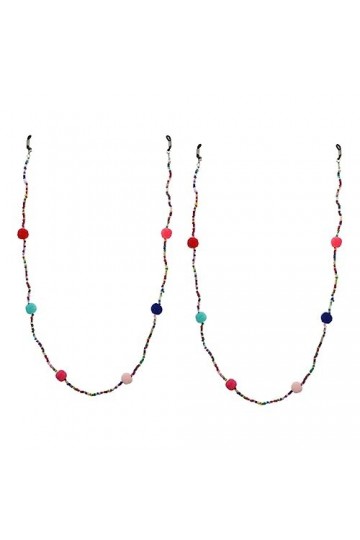 Healifty Lunettes De Soleil De Sport 2 Pièces Couvrant Corde De Perles Support Antidérapant Pompon Coloré Protecteur Créatif 