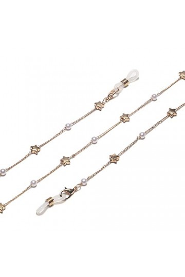 KEMUDO Chaînes sangle de lunettes for femmes étoiles et perle crochets doreille antidérapants et cordon de lunettes élégant 