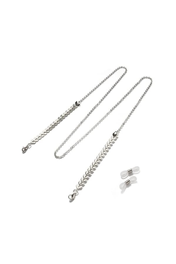WEPINS Chaînes de Lunettes de Sangle for Femmes Chaînes de Masque en métal Cordon de Lunettes de Mode Anti-Perte Color : Arg