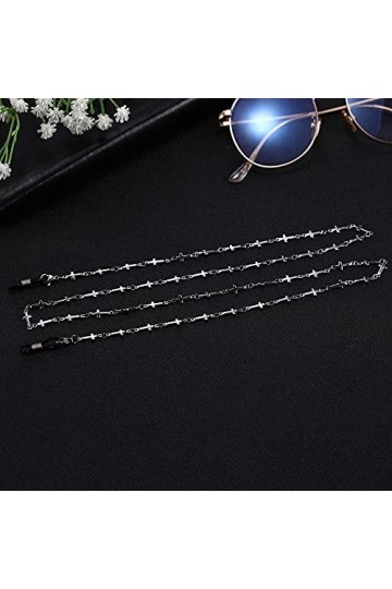YUNHOME Chaîne De Lunettes Cordon Lunettes Chaine Lunette Lunettes De Soleil Croix en Acier Inoxydable Lecture Chaîne Verres 