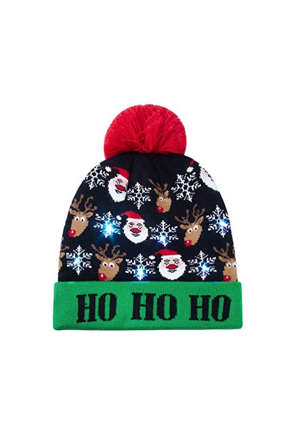 AIDEAONE Bonnet Tricoté,LED Chapeau dhiver Unisexe Ski Hiver Chapeaux