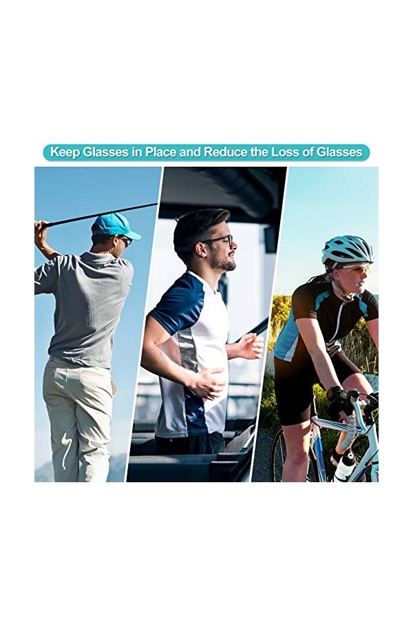Sangle De Lunettes, Lot De 5 Sangles Fixation Lunettes Vue Chaîne Lunette Soleil Antidérapant Cordon en Néoprène Retenue Lune