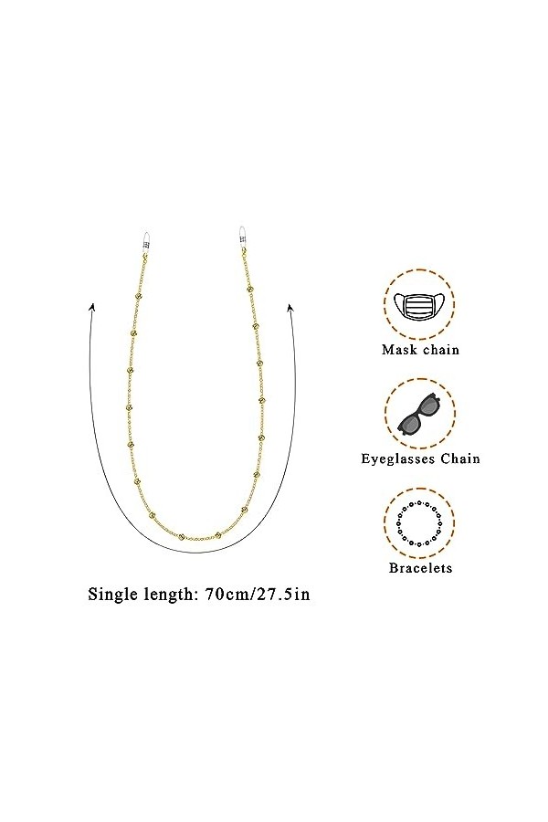 Lot de 3 chaînes de lunettes de soleil, sangle de lunettes de soleil, chaîne de lunettes de soleil solide pour femme, cordon 