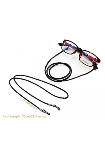 SCSpecial Lot de 4 supports de chaine pour lunetteen cuir PU pour lunettes de soleil, cordon de serrage, collier anti-lâche, 