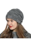 DonDon Chaud Bonnet dhiver Beanie pour Dames Femme Bonnet Moderne tricoté Design Tube avec Doublure Extra-Douce - Noir Gris
