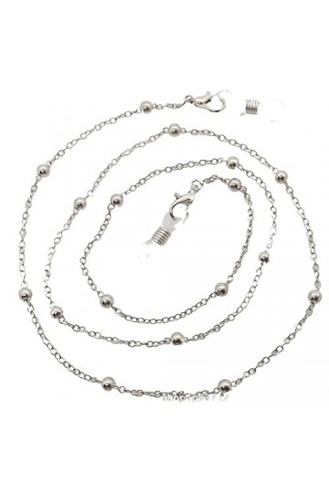 ENLLY Lunettes Chaînes Sangle De Lunettes for Femmes Métal Perlé Visage Couvrant Élégant Lunettes Cordon Color : Argent, Siz
