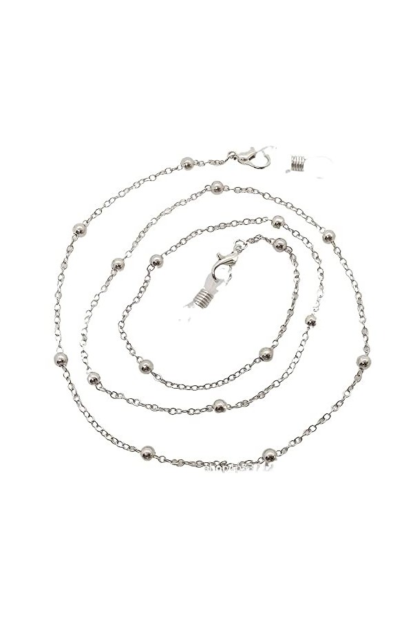 ENLLY Lunettes Chaînes Sangle De Lunettes for Femmes Métal Perlé Visage Couvrant Élégant Lunettes Cordon Color : Argent, Siz