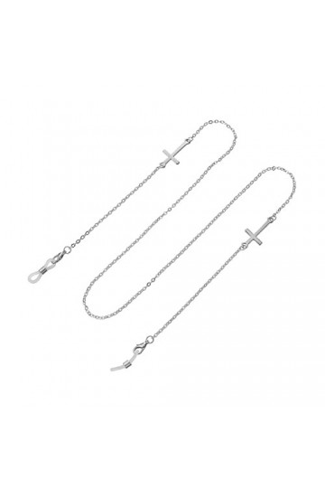 ENLLY Chaînes de Lunettes Sangle de Lunettes for Femmes Croix Pendentif Masque Longe Lunettes élégantes Cordon Color : Argen
