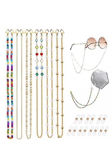 6pcs Chaîne de lunettes lanière de lunettes Cordon Lunettes Perles Lunettes à chaînes perlées chaîne de masques chaîne de lun